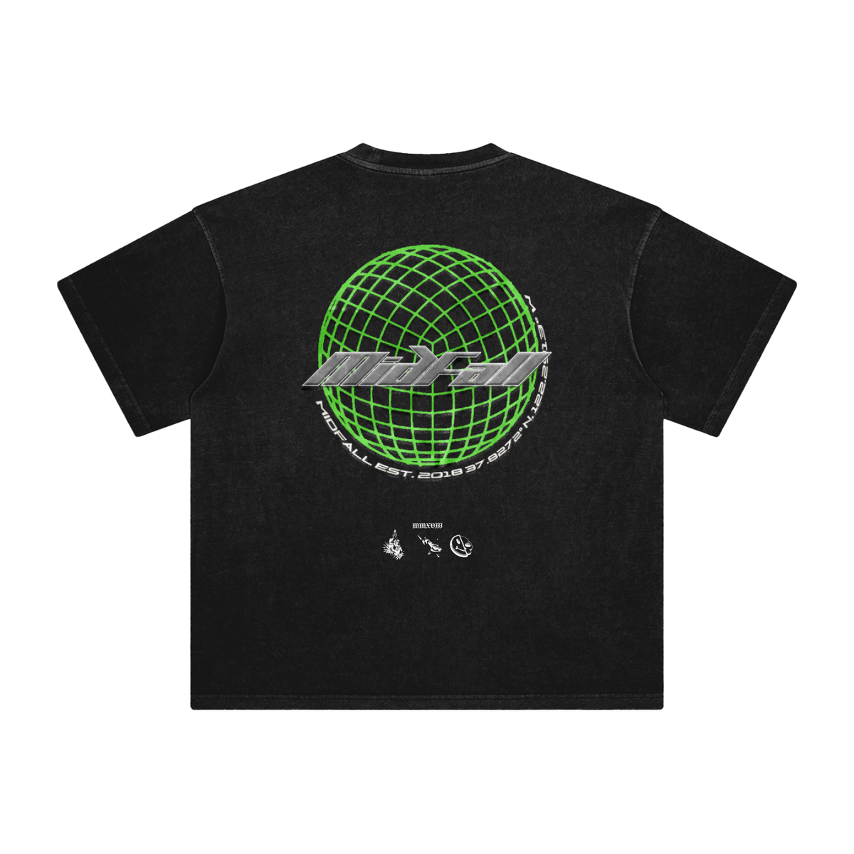 MidFall Home Base Coordinates Enzyme Washed T-Shirt